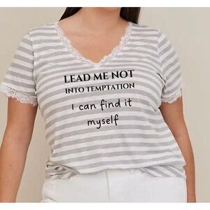 Size 6x Lead Me Not Into Temptation Plus Size Handmade Graphic Torrid Tee